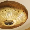 Moroccan Brass Saucer Pendant Light, Hand Pierced Bowl Lamp, Boho Shadow Pattern Ceiling Light