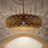 Moroccan Brass Saucer Pendant Light, Hand Pierced Bowl Lamp, Boho Shadow Pattern Ceiling Light