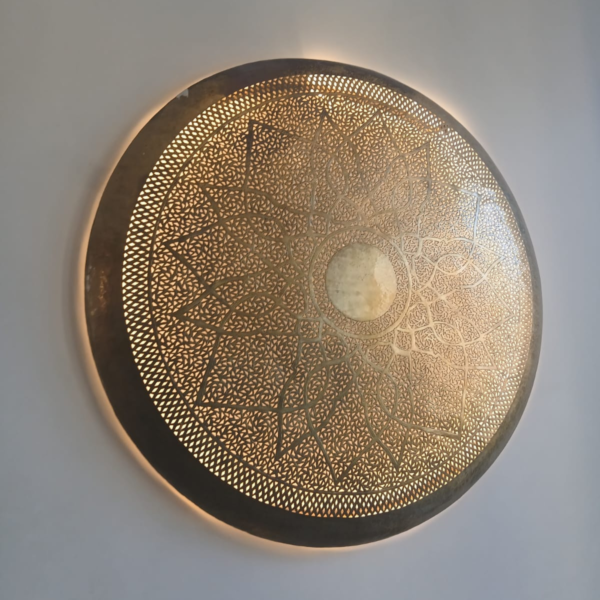 Luxury Handmade Moroccan Brass Ceiling Light, Vintage Flush Mount Wall or Ceiling Sconce
