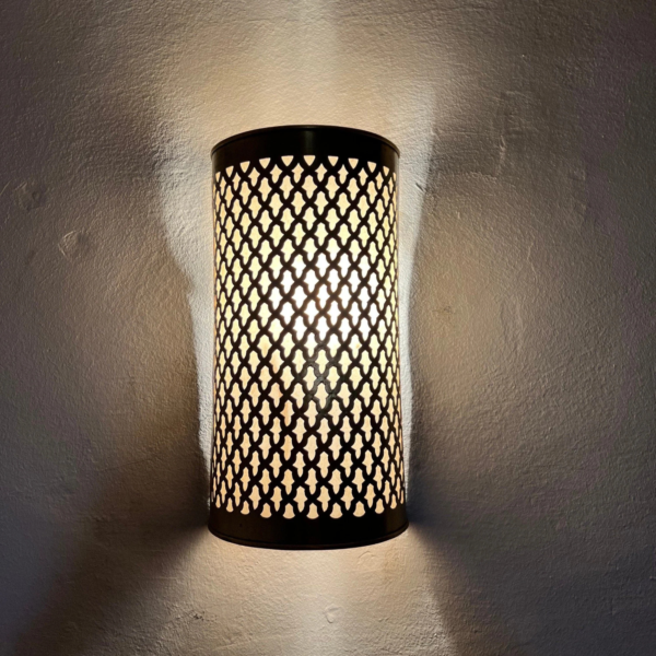 Moroccan Brass Wall Sconce Handmade Moroccan Brass Wall Sconce – Pierced Geometric Boho Light