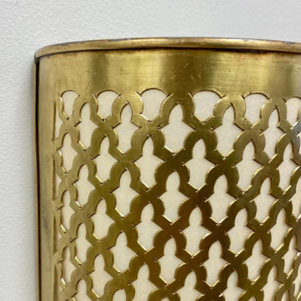 Moroccan Brass Wall Sconce3 Handmade Moroccan Brass Wall Sconce – Pierced Geometric Boho Light