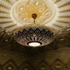 Moroccan Brass Saucer Pendant Light, Hand Pierced Bowl Lamp, Boho Shadow Pattern Ceiling Light