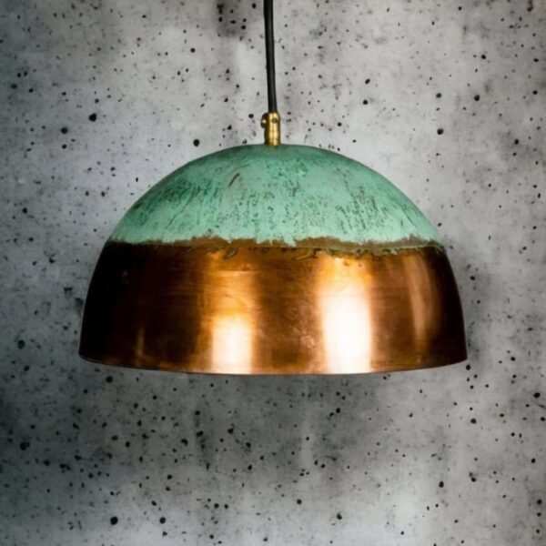 Set of 2 Patina Dome Pendant Lights for Kitchen Island