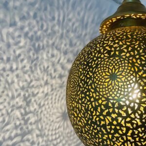 Handmade Moroccan Brass Globe Pendant Light – Pierced Boho Chandelier