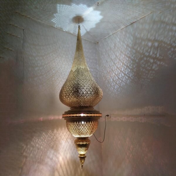 il_fullxfull.7670643454_d2di.jpg Oversized Hand-Pierced Moroccan Brass Chandelier, Boho Statement Lamp for Living Room & Entryway
