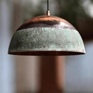 il_fullxfull.7678391478_qrgq.jpg Set of Two Handmade Patina Copper Pendant Light, Rustic Farmhouse Kitchen Lighting