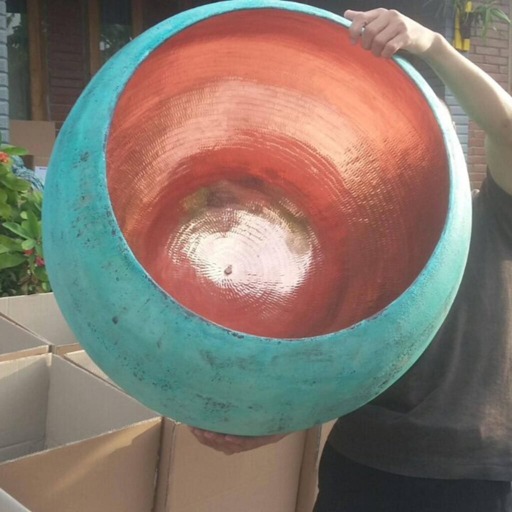 Handmade Green Patina Copper Pendant Light – Moroccan Farmhouse Lighting