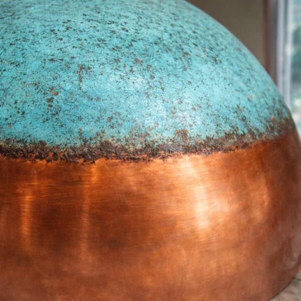 Half-Oxidized Copper Pendant Light | Industrial Dome Hanging Lamp | Hammered Copper Island Lighting