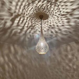 il_fullxfull.7690259733_1zb5.jpg Set of Two Moroccan Brass Teardrop Pendant Lights – Boho Kitchen Lighting