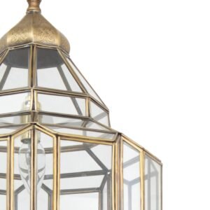 Set of two Handmade Moroccan Brass Pendant Light – Geometric Honeycomb Glass Globe Lantern