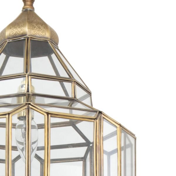 Set of two Handmade Moroccan Brass Pendant Light – Geometric Honeycomb Glass Globe Lantern